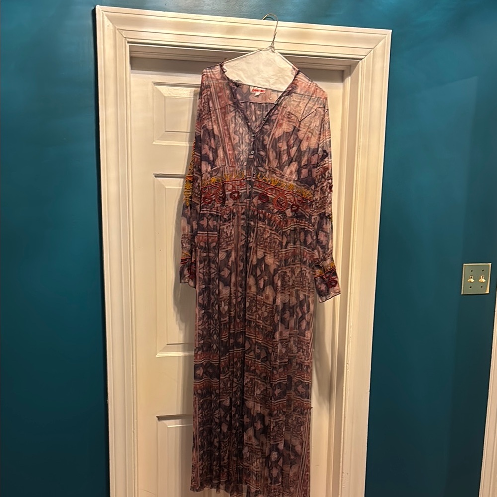 Bohemian Long Sleeve Mesh Johnny Was Dress